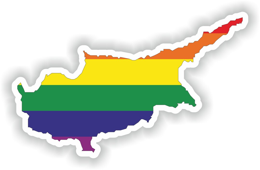 Cyprus Gay Rainbow Map Flag Sticker for Laptop Book Fridge Guitar ...
