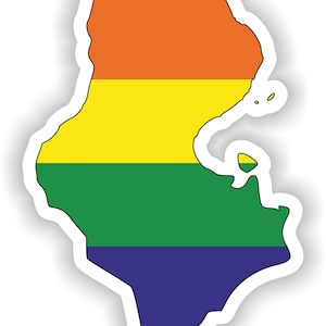 Túnez Gay arco iris mapa etiqueta engomada para el libro portátil nevera motocicleta casco ToolBox puerta PC barco