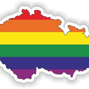República Checa Gay Arco Iris Mapa Etiqueta engomada para el libro portátil Nevera Guitarra Casco de la motocicleta ToolBox Puerta PC Barco