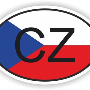 Puede incluir: Pegatina ovalada con la bandera de la República Checa y las letras "CZ" en negro.