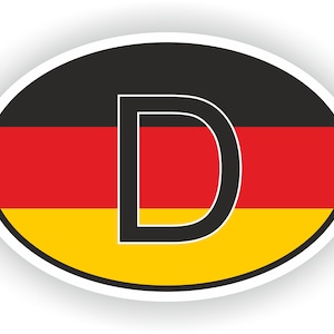 Adesivo oval com código de país da Alemanha com bandeira para pára-choques, laptop, livro, geladeira, capacete de motocicleta, caixa de ferramentas, porta, PC, capacete, caixa de ferramentas, armário, caminhão