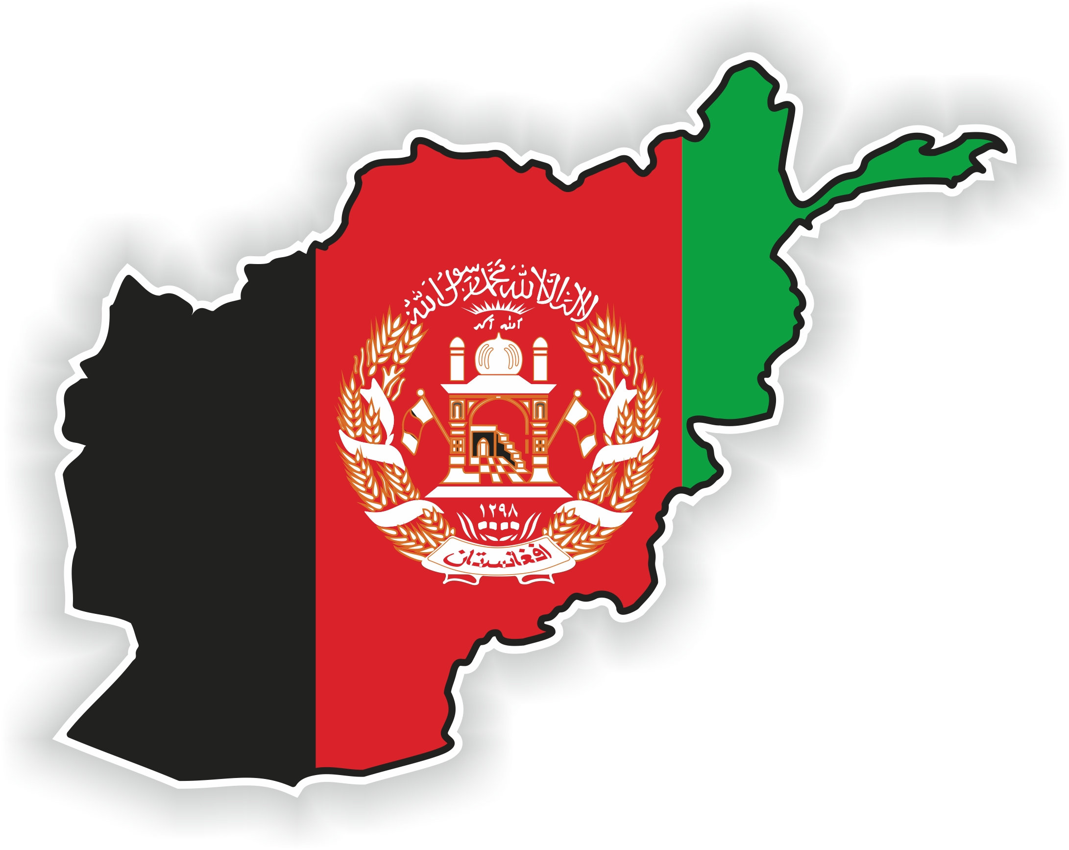 Afghanistan Map Flag Silhouette Sticker for Laptop Book Fridge Guitar
