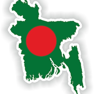 Bangladesh Mapa Bandera Silueta Pegatina para Portátil Libro Nevera Guitarra Chaqueta Casco Herramienta Caja Puerta PC Barco