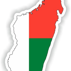 Madagascar mapa Sticker Bandera para Portátil Libro Nevera Guitarra Chaqueta Casco HerramientaCaja Puerta PC Barco