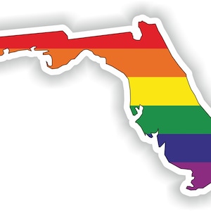 Florida Gay Rainbow Map Flag Sticker voor Laptop Boek Koelkast Guitar Motorcycle Helm ToolBox Door PC Boot