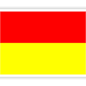 May include: A rectangular flag with a red top half and a yellow bottom half.