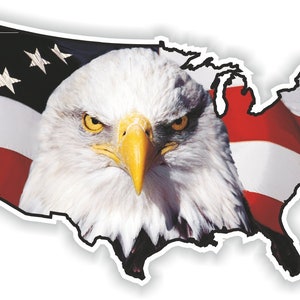 USA Carte Flag Eagle True Sticker pour Bumper Car Van Truck Moto Casque ToolBox Door PC Boat