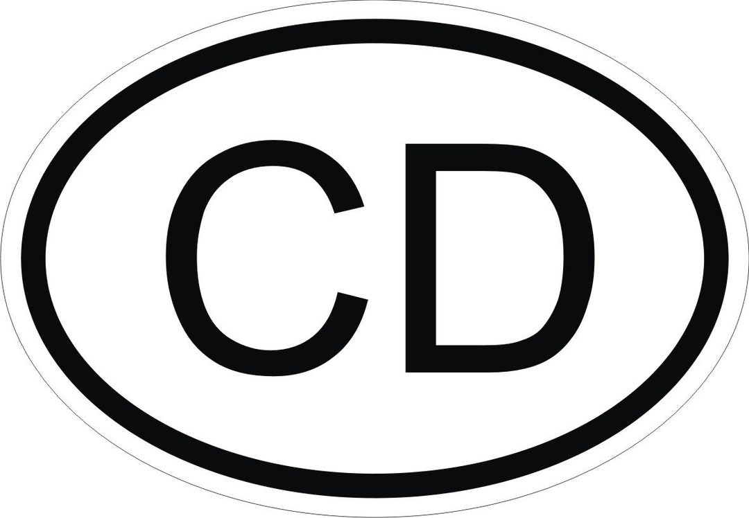 Diplomatic Corps CD Country Code Oval Sticker for Bumper Laptop Book