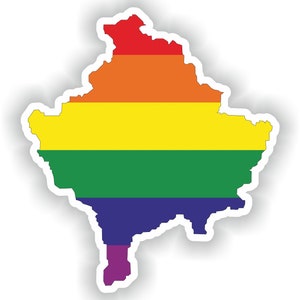 Kosovo Gay arco iris mapa etiqueta engomada para el libro portátil nevera guitarra casco de la motocicleta ToolBox puerta PC barco