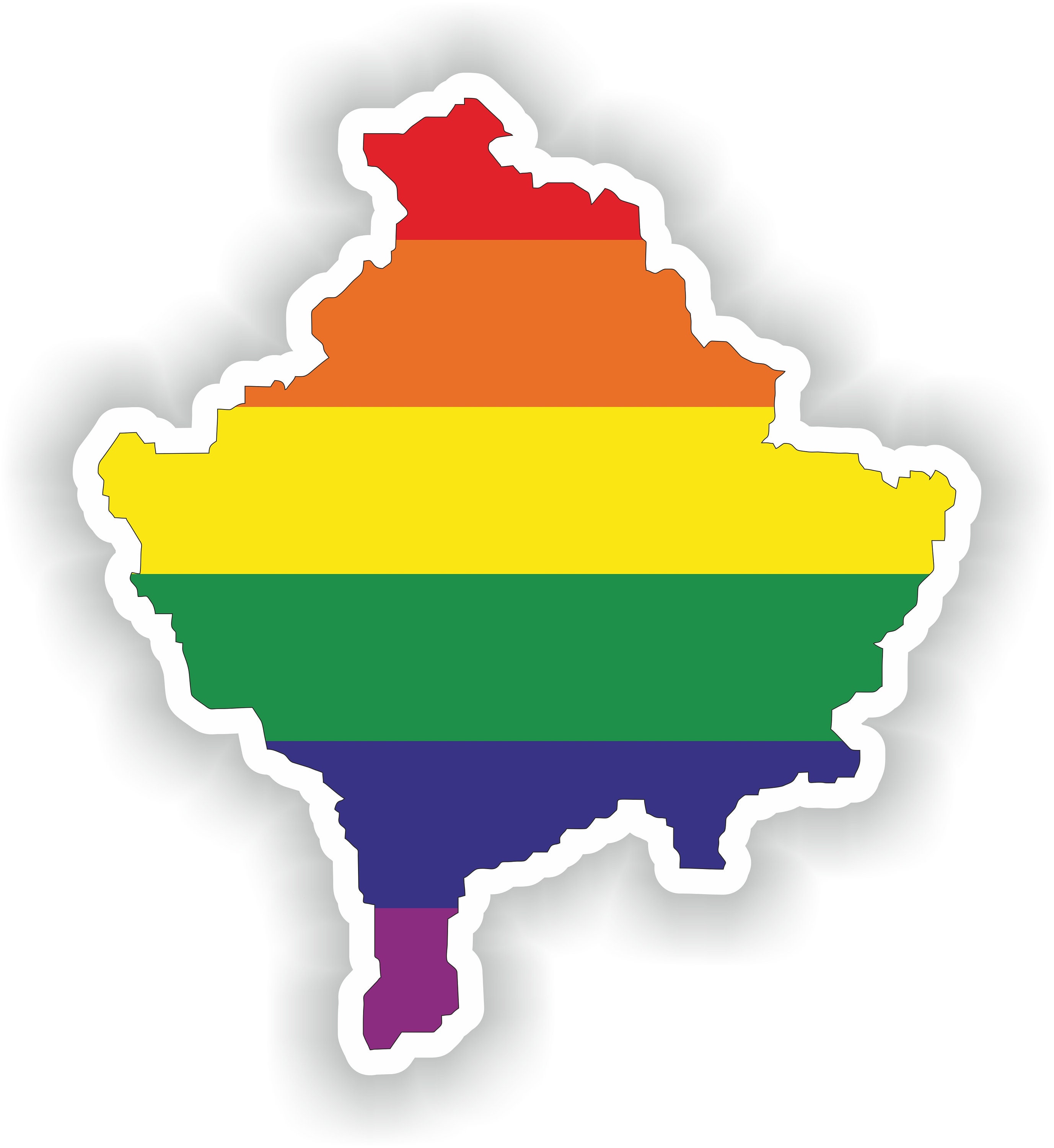 Kosovo Gay Rainbow Map Flag Sticker for Laptop Book Fridge
