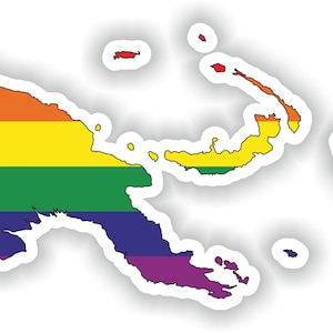 Papúa Nueva Guinea Gay Arco Iris Mapa Etiqueta engomada para el libro portátil Nevera Guitarra Casco de la motocicleta ToolBox Puerta PC Barco