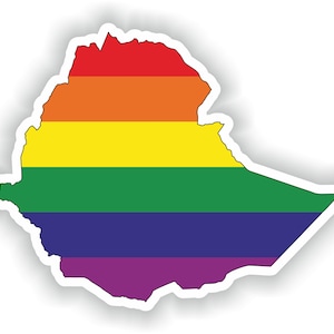 Ethiopie Gay Rainbow Map Flag Sticker for Laptop Book Fridge Guitar Motorcycle Helmet ToolBox Door PC Boat