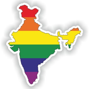 India Gay arco iris mapa etiqueta engomada para el libro portátil nevera motocicleta casco ToolBox puerta PC barco