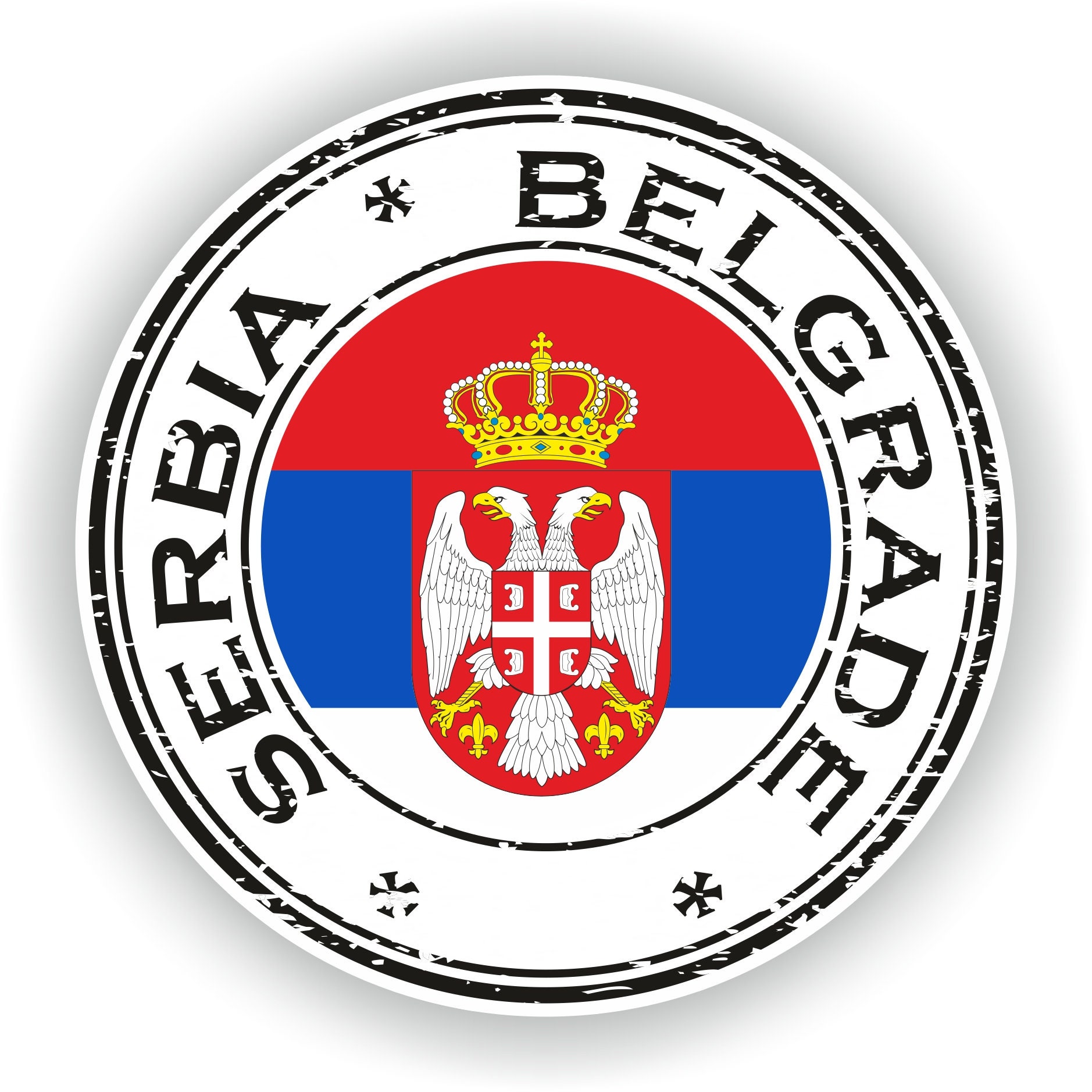 Serbia Belgrade Seal Sticker Round Flag for Laptop Book Fridge Guitar ...
