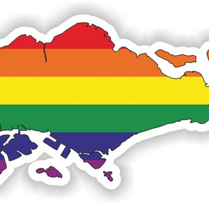 Singapur Gay Arco Iris Mapa Etiqueta engomada para el libro portátil Nevera Motocicleta Casco ToolBox Puerta PC Barco