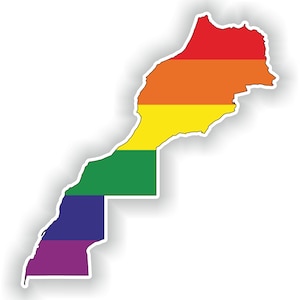 Maroc Gay Rainbow Carte Drapeau Autocollant pour ordinateur portable Livre Réfrigérateur Guitare Moto Casque ToolBox Porte PC Bateau