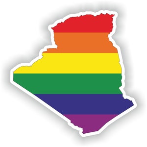 Algérie Gay Rainbow Map Flag Sticker for Laptop Book Fridge Guitar Motorcycle Helmet ToolBox Door PC Boat