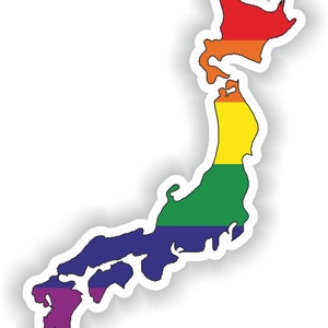 Japon Gay Rainbow Carte Drapeau Autocollant pour ordinateur portable Livre Réfrigérateur Guitare Moto Casque ToolBox Porte PC Bateau