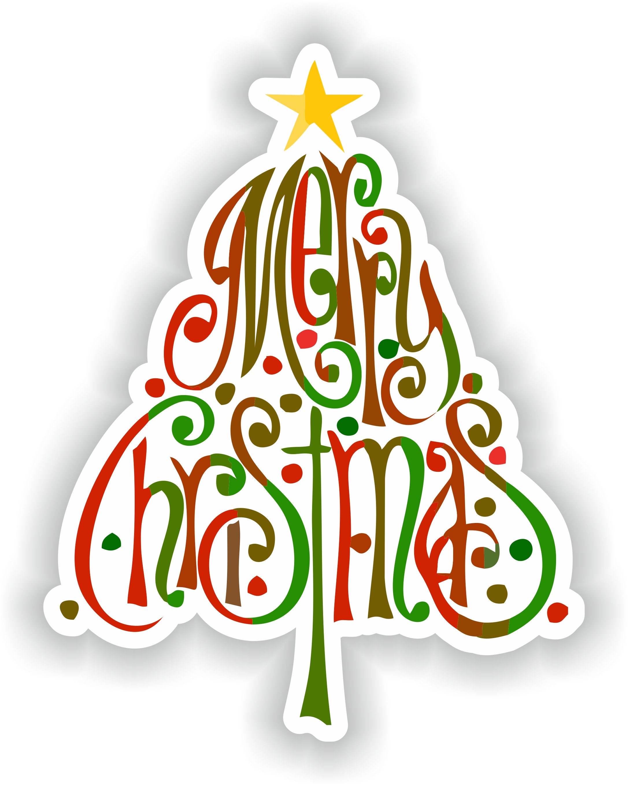 Merry Christmas Tree Sticker for Bumper Car Laptop Book Fridge  Etsy UK