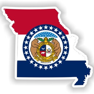 Missouri Mapa Bandera Silueta Pegatina para el libro portátil Nevera Motocicleta Casco ToolBox Puerta PC Barco