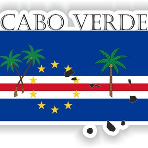 Cabo Verde  Sticker Flag MF for Laptop Book Fridge Guitar Motorcycle Helmet ToolBox Door PC Boat