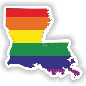 Louisiana Gay Arco iris mapa etiqueta engomada para el libro portátil nevera motocicleta casco ToolBox puerta PC barco