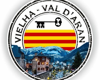 Vielha - Val d'aran España Sello Adhesivo Bandera Redonda para Portátil Libro Nevera Guitarra Motocicleta Casco Caja de Herramientas Puerta PC Barco