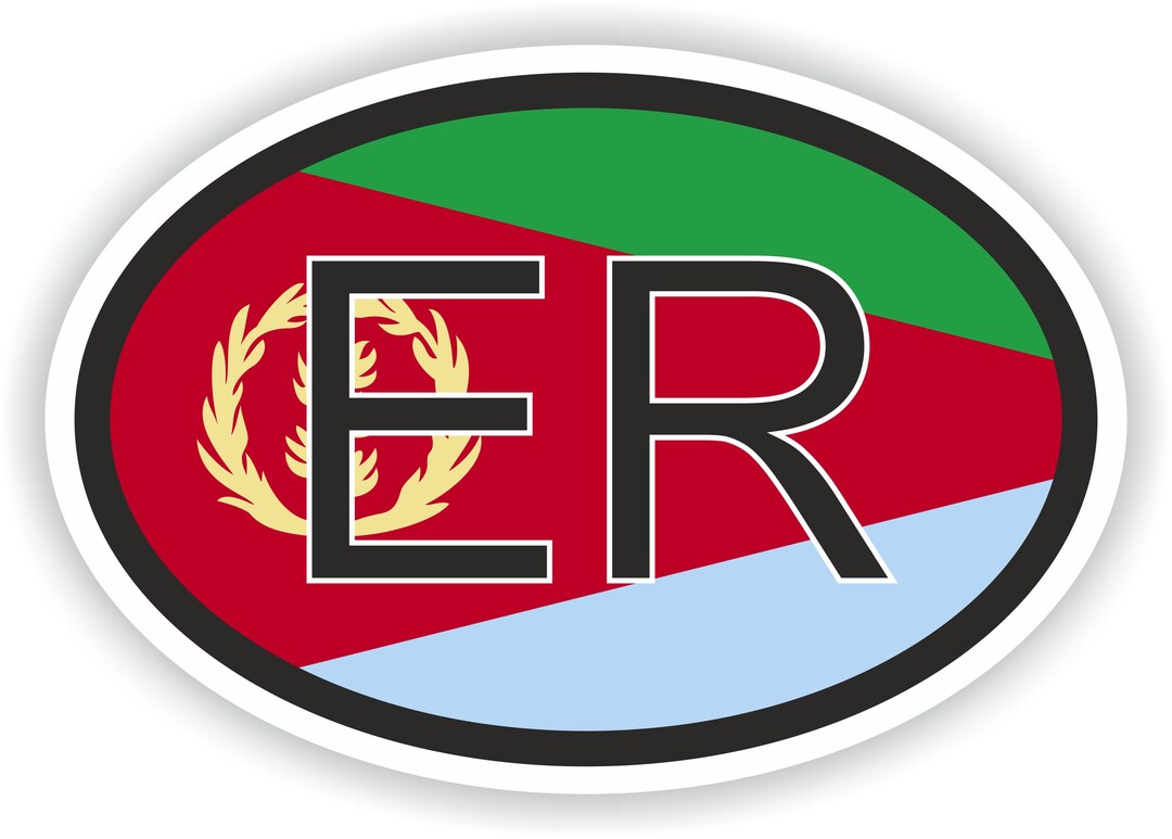 ERITREA Country Code Oval Sticker With Flag for Bumper Laptop Book ...