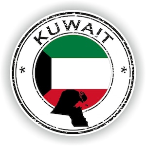 Kuwait Seal Sticker Round Flag for Laptop Book Fridge Guitar Motorcycle Helmet ToolBox Door PC Boat