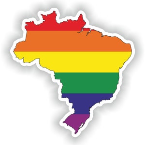 Brasil Gay Arco Iris Mapa Etiqueta engomada para el libro del ordenador portátil nevera motocicleta casco ToolBox puerta PC Barco