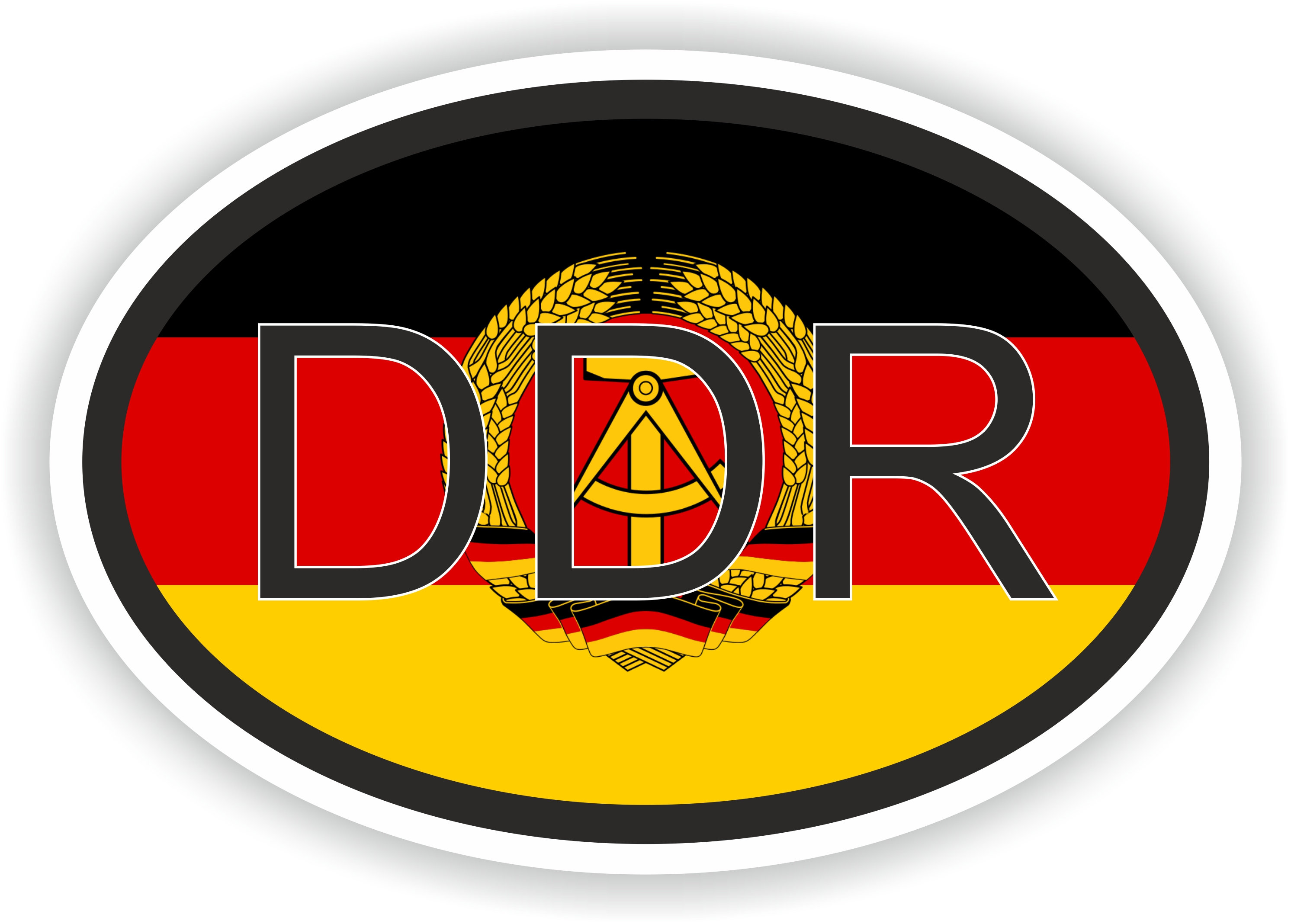 DDR GERMANY Country Code Oval Sticker With Flag for Bumper Laptop