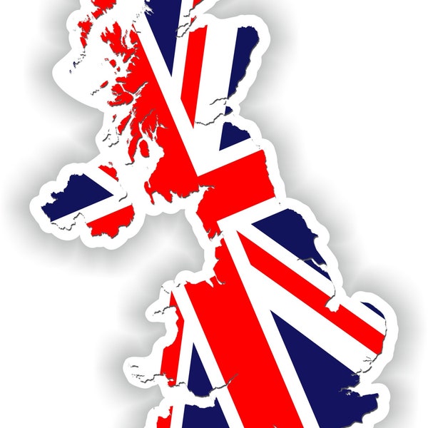 UK GB Verenigd Koninkrijk Kaart Vlag Silhouet Sticker voor Laptop Boek Koelkast Gitaar Motorhelm ToolBox Deur PC Boot