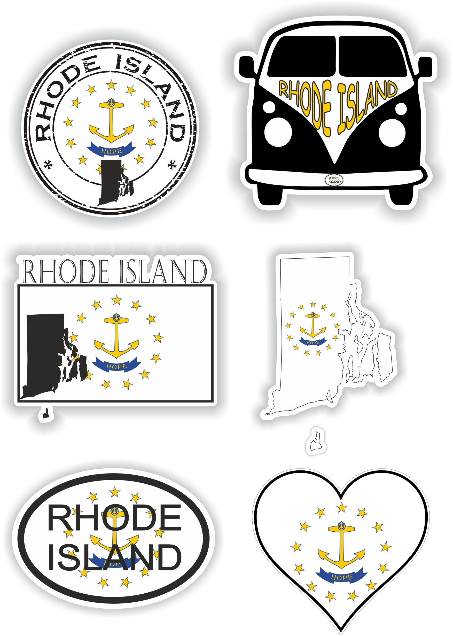 Ri Icon Sticker Rhode Island Set of Stickers for Laptop Book Water Bottle Fridge Guitar ...