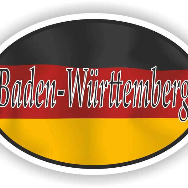 Baden-Wurttemberg Germany City Country Code Oval Sticker with Flag for Bumper Laptop Fridge Helmet ToolBox Door PC Hard Hat Tool Box Locker