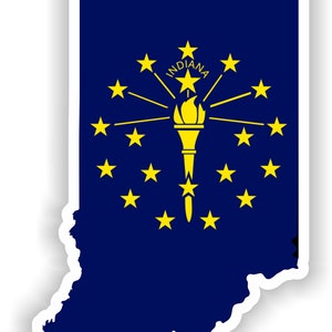 Indiana Mapa Bandera Silueta Pegatina para Laptop Libro Nevera Guitarra Chaqueta Casco Herramienta Caja PC Barco