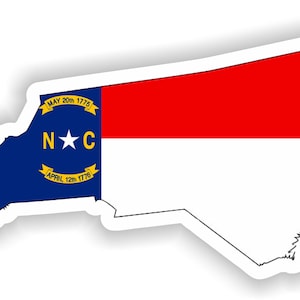 North Carolina Mapa Bandera Silueta Pegatina para el libro portátil Nevera Motocicleta Casco ToolBox Puerta PC Barco