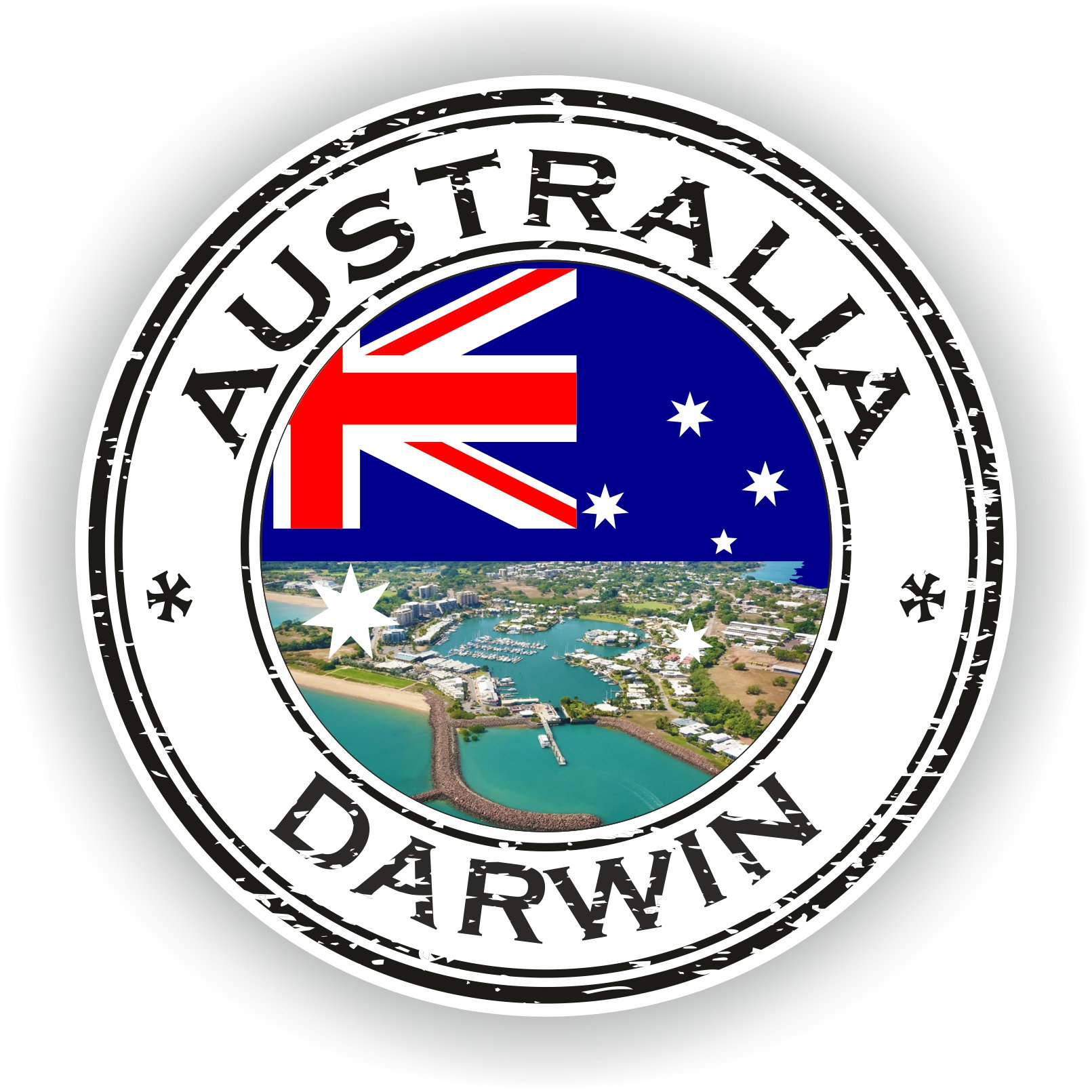 Darwin Australia Seal Sticker Round Flag for Laptop Book Fridge Guitar