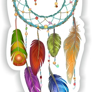 Dreamcatcher Aufkleber Runde für Laptop Buch Kühlschrank Gitarre Motorrad Helm ToolBox Tür PC Boot #02