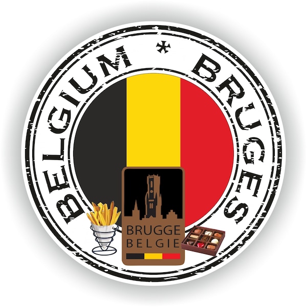 Belgique Bruges Seal Sticker Round Flag for Laptop Book Fridge Guitar Motorcycle Helmet ToolBox Door PC Boat