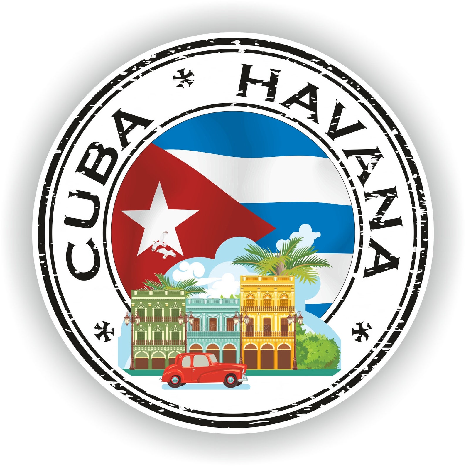 Cuba Havana Seal Sticker Round Flag for Laptop Book Fridge | Etsy