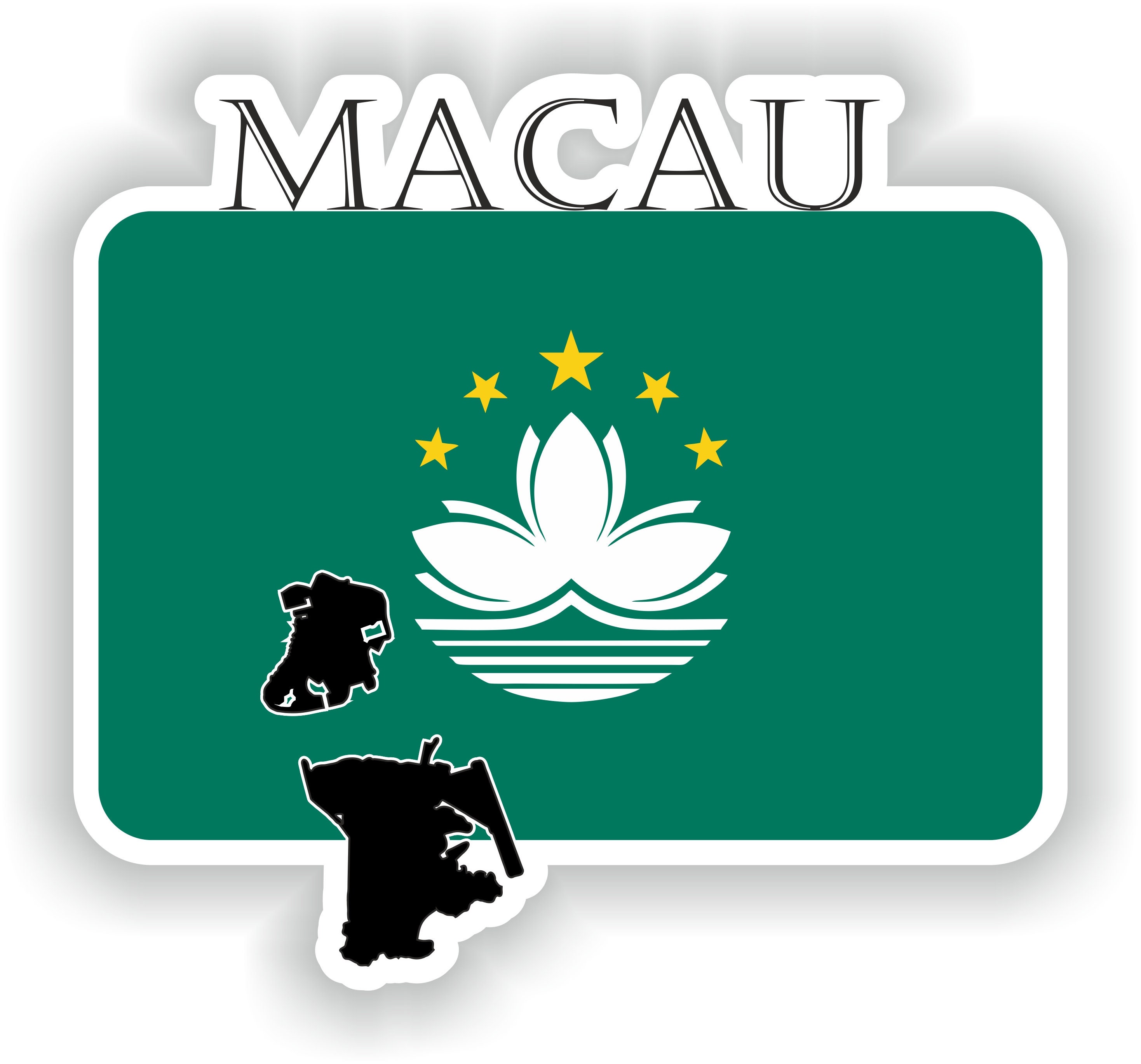 Macau Sticker Flag MF for Laptop Book Fridge Guitar Motorcycle