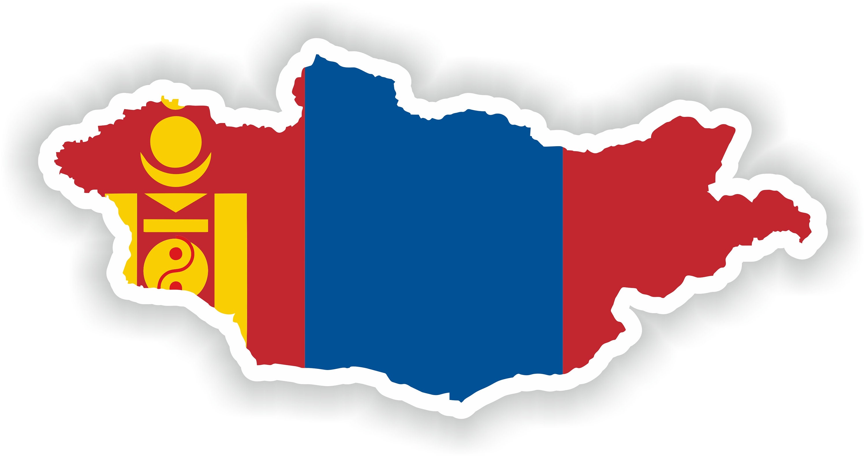 Lot De 6 Autocollants Drapeau Mongolie 40 Mm | Vinyle Brillant Résistant Intempéries | Pour Voiture, Casque, Vélo, Caravane - 7