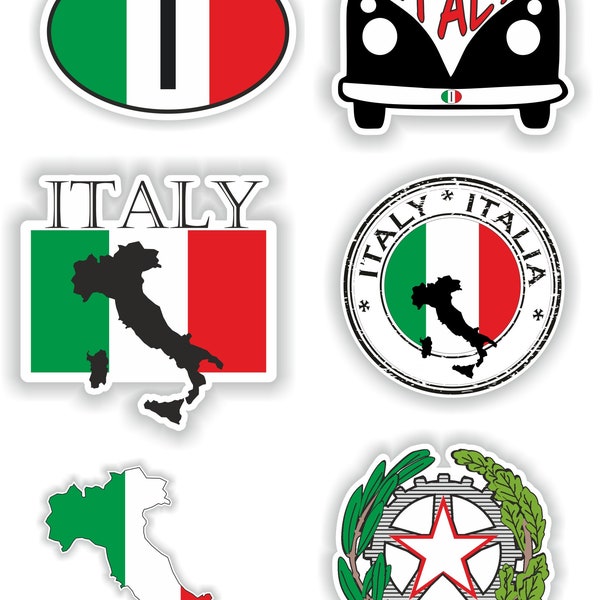 Italy Set of Stickers for Laptop Book Water Bottle Fridge Guitar Motorcycle Helmet ToolBox Door PC Boat