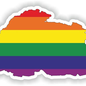 Bhután Gay arco iris mapa etiqueta engomada para el libro portátil nevera guitarra casco de la motocicleta ToolBox puerta PC barco