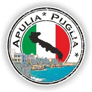 Apulia Puglia Italy Seal Sticker Round Flag for Laptop Book Fridge Guitar Motorcycle Helmet ToolBox Door PC Boat