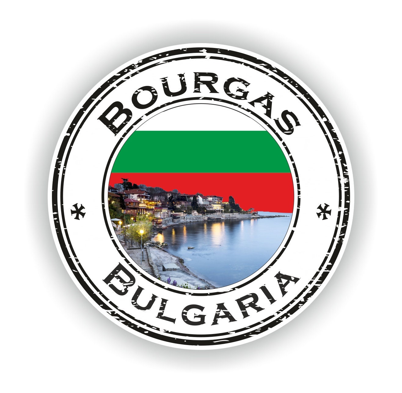Bourgas Bulgaria Seal Sticker Round Flag for Laptop Book Fridge Guitar ...