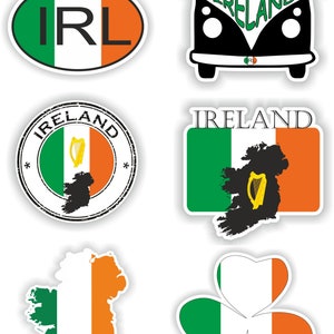 Ireland Set of Stickers for Laptop Book Water Bottle Fridge Guitar Motorcycle Helmet ToolBox Door PC Boat