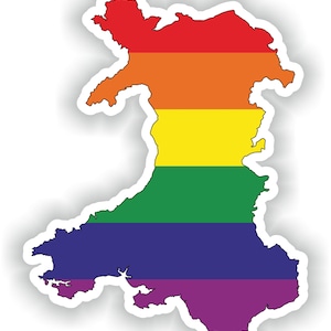 Wales Gay Arco iris mapa etiqueta engomada para el libro portátil nevera motocicleta casco ToolBox puerta PC barco