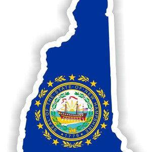 New Hampshire mapa Sticker Bandera para Laptop Book Nevera Guitarra Chaqueta Casco ToolBox Puerta PC Barco