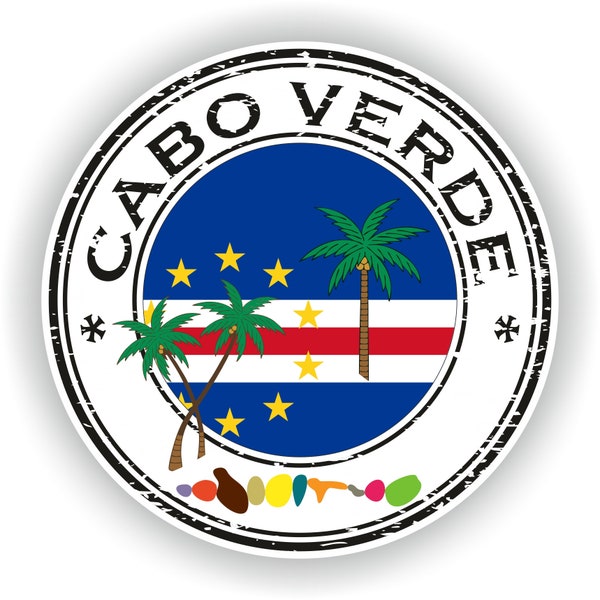 Cabo Verde Seal Aufkleber Runde Flagge für Laptop Buch Kühlschrank Gitarre Motorrad Helm ToolBox Tür PC Boot